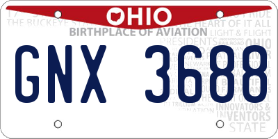 OH license plate GNX3688