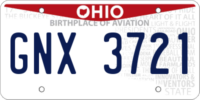 OH license plate GNX3721