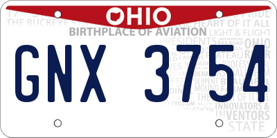 OH license plate GNX3754