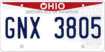 OH license plate GNX3805