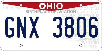 OH license plate GNX3806