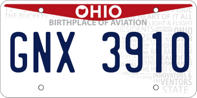 OH license plate GNX3910