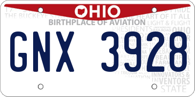 OH license plate GNX3928