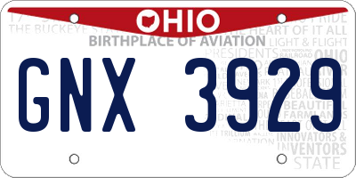 OH license plate GNX3929