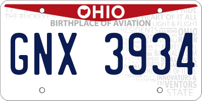 OH license plate GNX3934