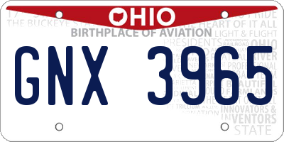 OH license plate GNX3965