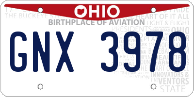 OH license plate GNX3978