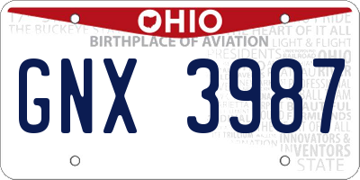 OH license plate GNX3987