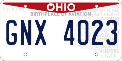 OH license plate GNX4023