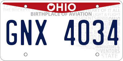 OH license plate GNX4034