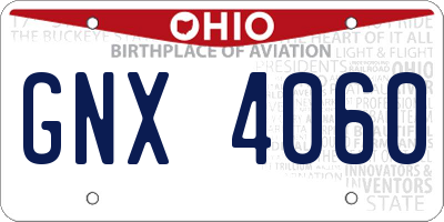 OH license plate GNX4060