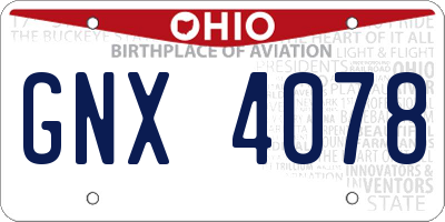 OH license plate GNX4078
