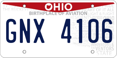 OH license plate GNX4106