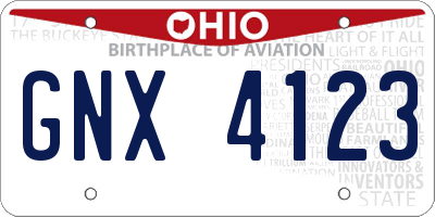 OH license plate GNX4123