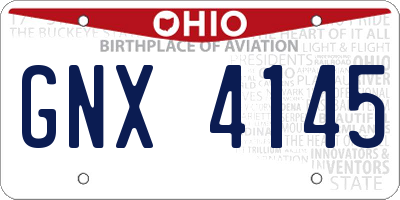 OH license plate GNX4145