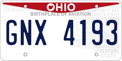 OH license plate GNX4193