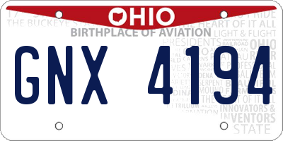 OH license plate GNX4194