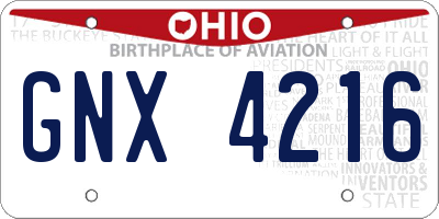 OH license plate GNX4216