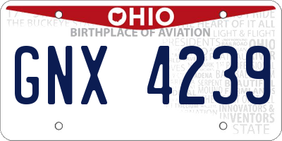 OH license plate GNX4239