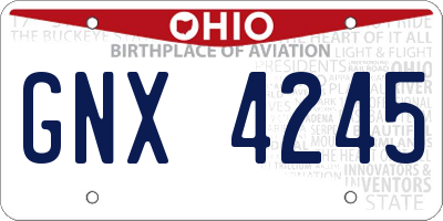 OH license plate GNX4245