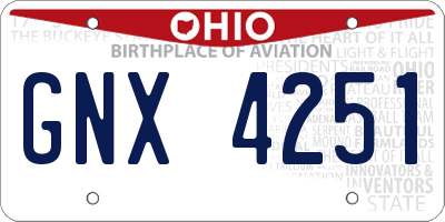 OH license plate GNX4251