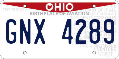 OH license plate GNX4289