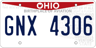 OH license plate GNX4306