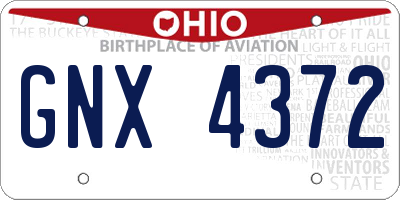 OH license plate GNX4372