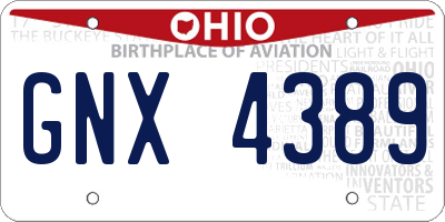 OH license plate GNX4389