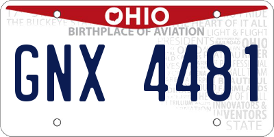 OH license plate GNX4481