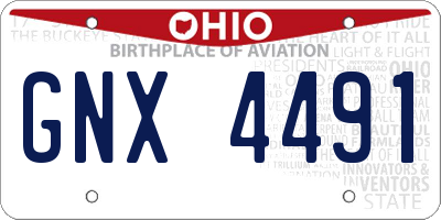 OH license plate GNX4491
