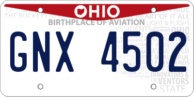 OH license plate GNX4502