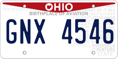 OH license plate GNX4546