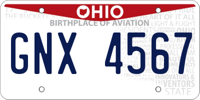 OH license plate GNX4567