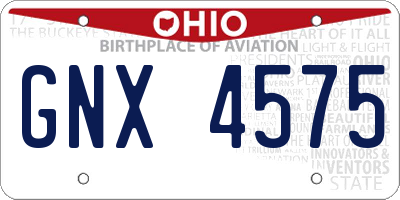 OH license plate GNX4575
