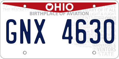 OH license plate GNX4630