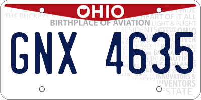 OH license plate GNX4635