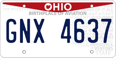 OH license plate GNX4637