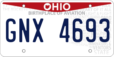 OH license plate GNX4693