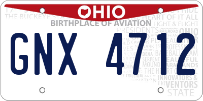 OH license plate GNX4712
