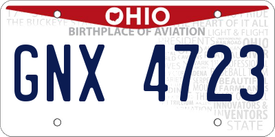 OH license plate GNX4723