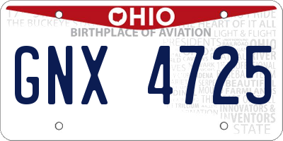 OH license plate GNX4725