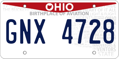 OH license plate GNX4728
