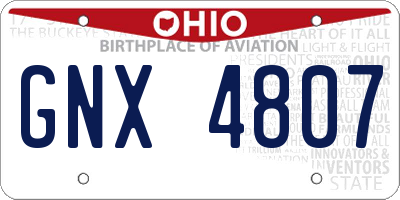 OH license plate GNX4807
