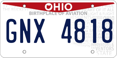 OH license plate GNX4818