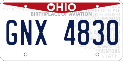OH license plate GNX4830
