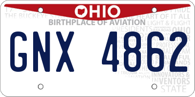 OH license plate GNX4862