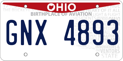 OH license plate GNX4893