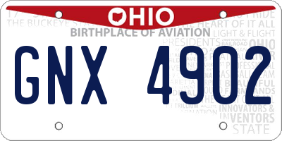 OH license plate GNX4902