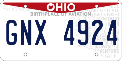 OH license plate GNX4924